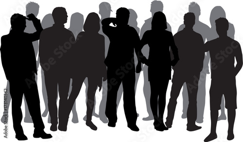 Group of people. Crowd of people silhouettes.