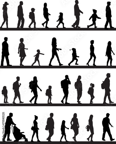 Group of people. Crowd of people silhouettes.