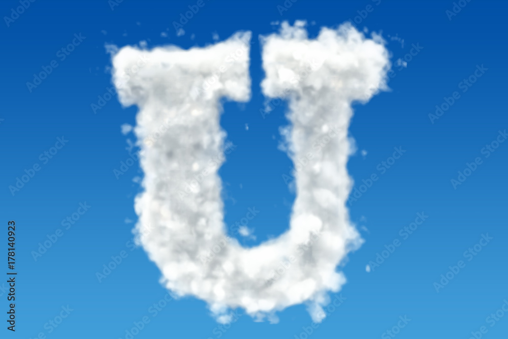 Letter U, alphabet from clouds in the sky. 3D rendering Letter U, alphabet from clouds in the sky. 3D rendering