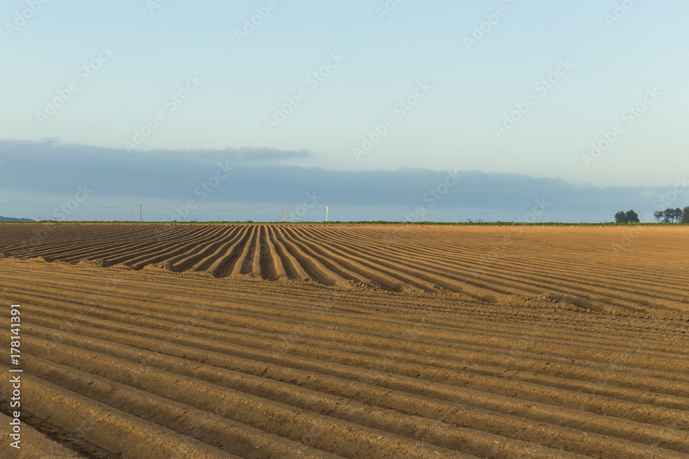 Plowed agricultural fields prepared for planting crops in Norman