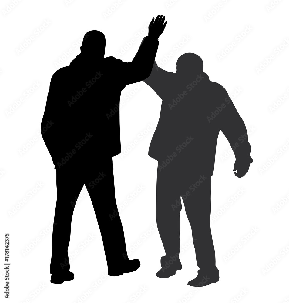 Give me five gesture between two successful businessmen