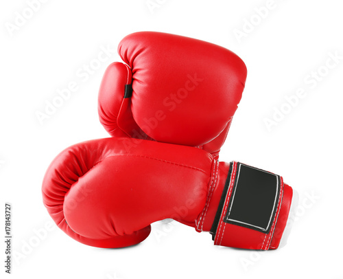 Pair of red boxing gloves, isolated on white © Africa Studio