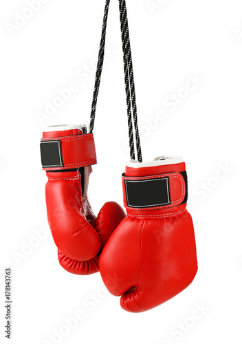 Pair of red boxing gloves, isolated on white © Africa Studio