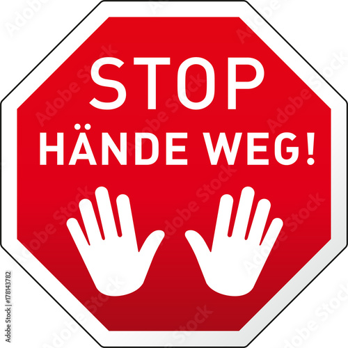 Grafik Stoppschild Hände Weg mit zwei Händen