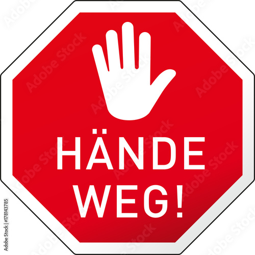 Grafik Stoppschild Hände Weg mit Hand