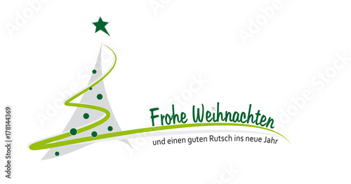 moderner tannenbaum mit weihnachtsgruss - grün-grau