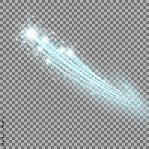 Glittering flying comet, aqua color