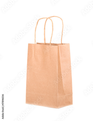 Craft paper bag isolated on white background. Packaging template mockup collection. Brown paper bags isolated on white background.