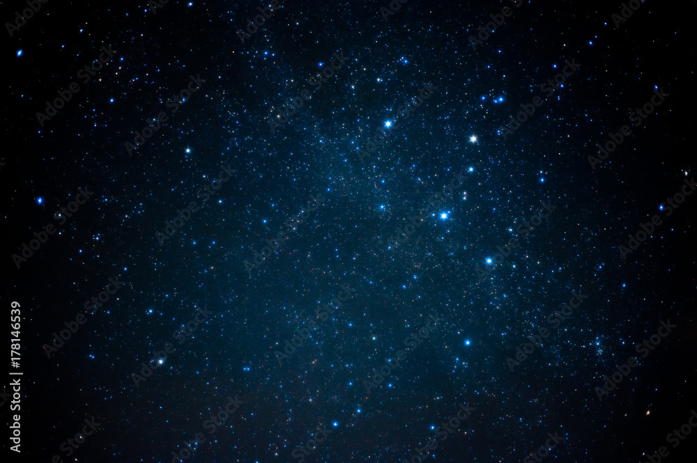 Blue shining nebula Cassiopeia. 青く輝く星雲・カシオペア座 - obrazy, fototapety, plakaty 