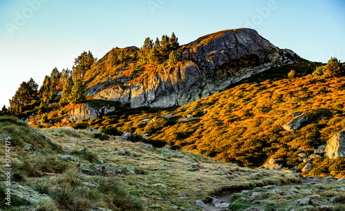 Sunrise over lake Tristaina, Pyrenees, Andorra