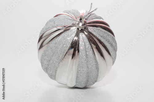 Grey Christmas ball on a white isolated surface