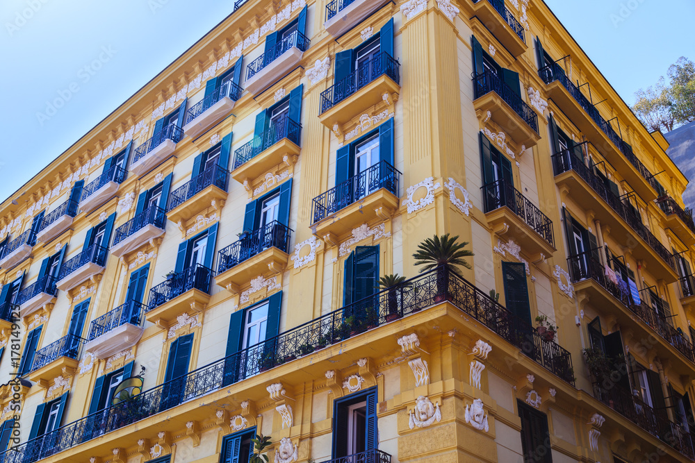 Naples, Italy, old facade on via Posillipo