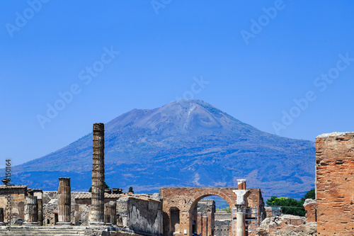 Pompeii, Italy, Foro di Pompei with Mount Vesuvius in background
