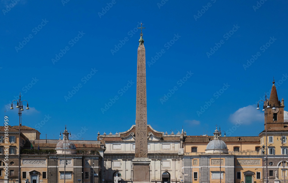 The People's Square Obelisk, Rome, Italy.