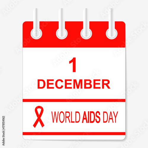 World Aids Day  1 December. calendar sheet.