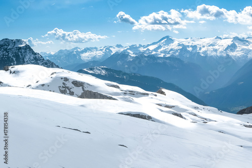 Winter snowy alpine landscape