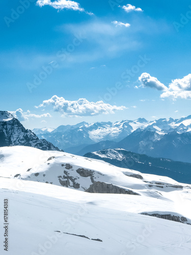 Vertical landscape of high alpine peaks © DarwelShots