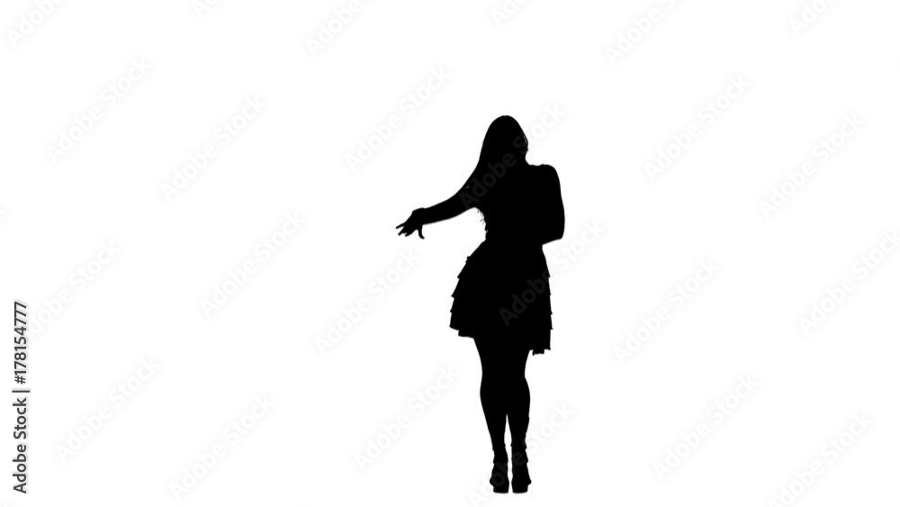 Girl is dancing in the club. Silhouette. White background Girl is dancing in the club. Silhouette. White background
