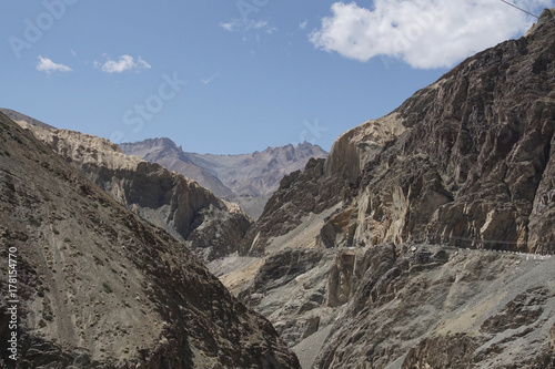 Steep, narrow mountain road photo