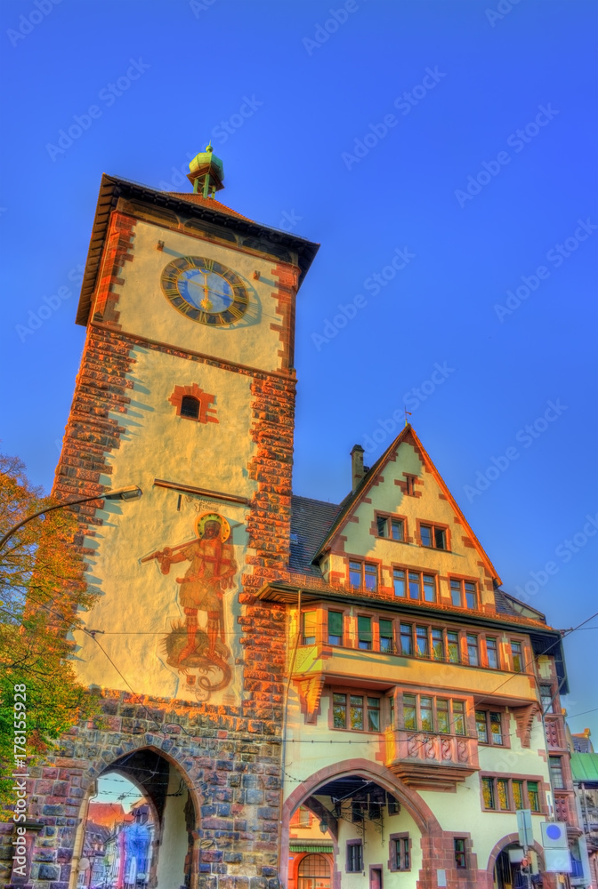 Schwabentor, a historical city gate in Freiburg im Breisgau - Baden-Wurttemberg, Germany