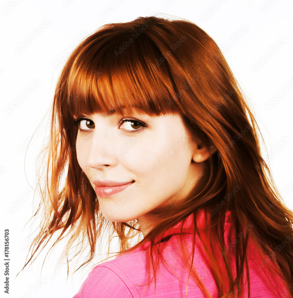 redhair beauty woman on white background redhair beauty woman on white background