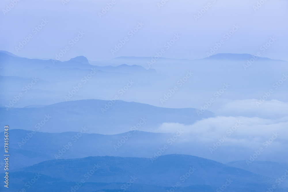 Lanscape with blue mountains