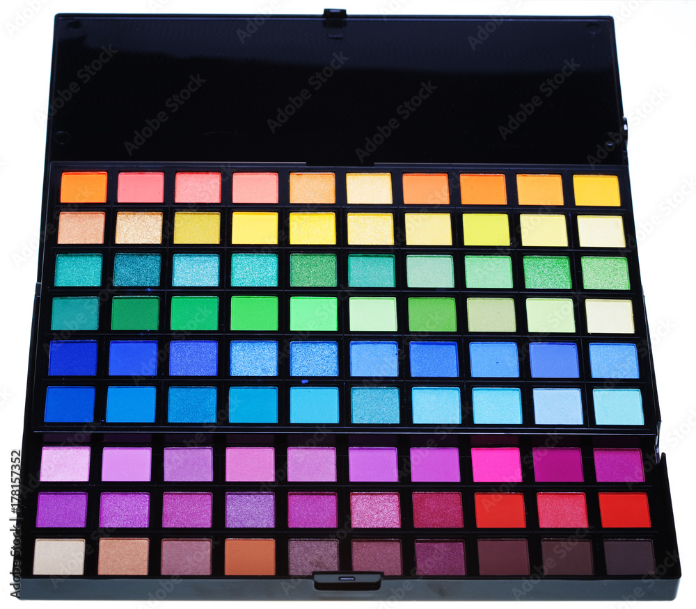 multicolored eye shadows close up multicolored eye shadows close up
