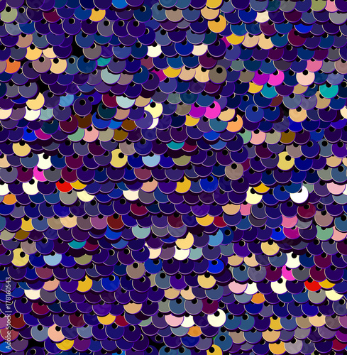 Sequins  Seamless Pattern. Vector. Without gradient. Purple Background.