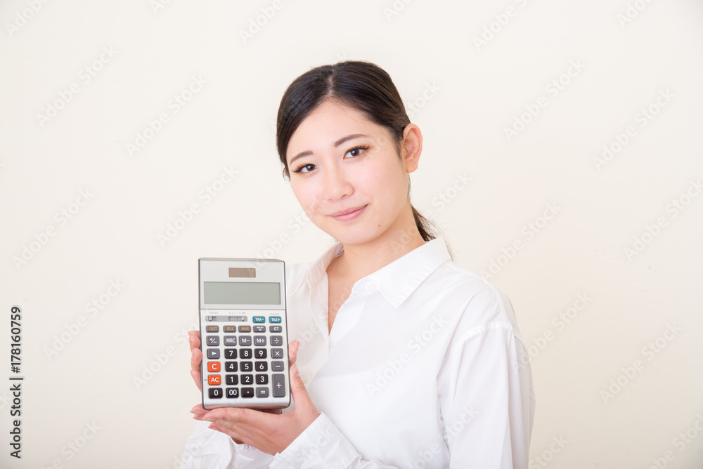 asian young woman with calculator asian young woman with calculator