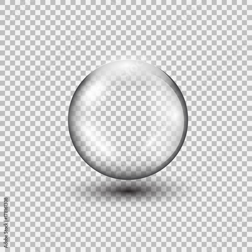Transparent glass sphere with glares and highlights.