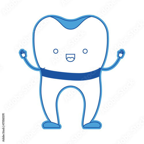 tooth implant cartoon in blue silhouette