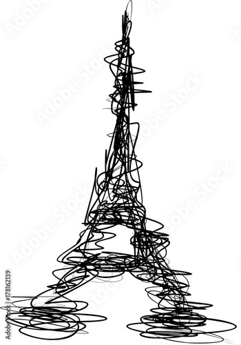 Eiffel Tower doodle vector icon
