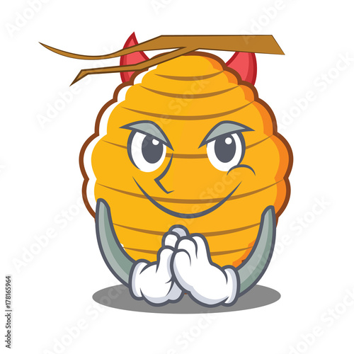 Devil bee hive character cartoon