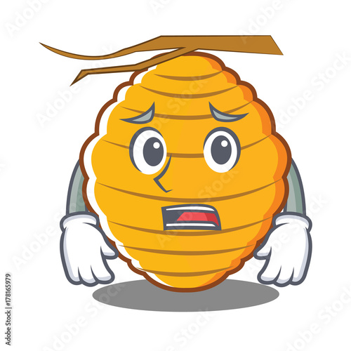 Afraid bee hive character cartoon