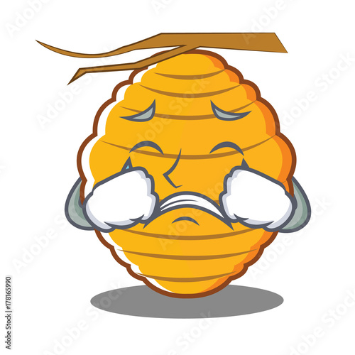 Crying bee hive character cartoon