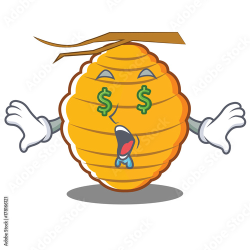 Money eye bee hive character cartoon