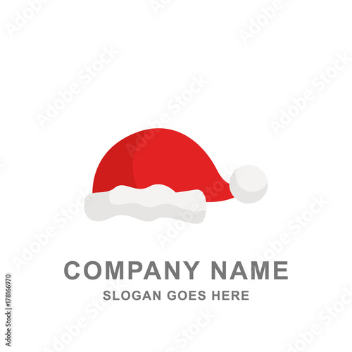 Christmas Santa Claus Hat Red Color Icon Logo Vector