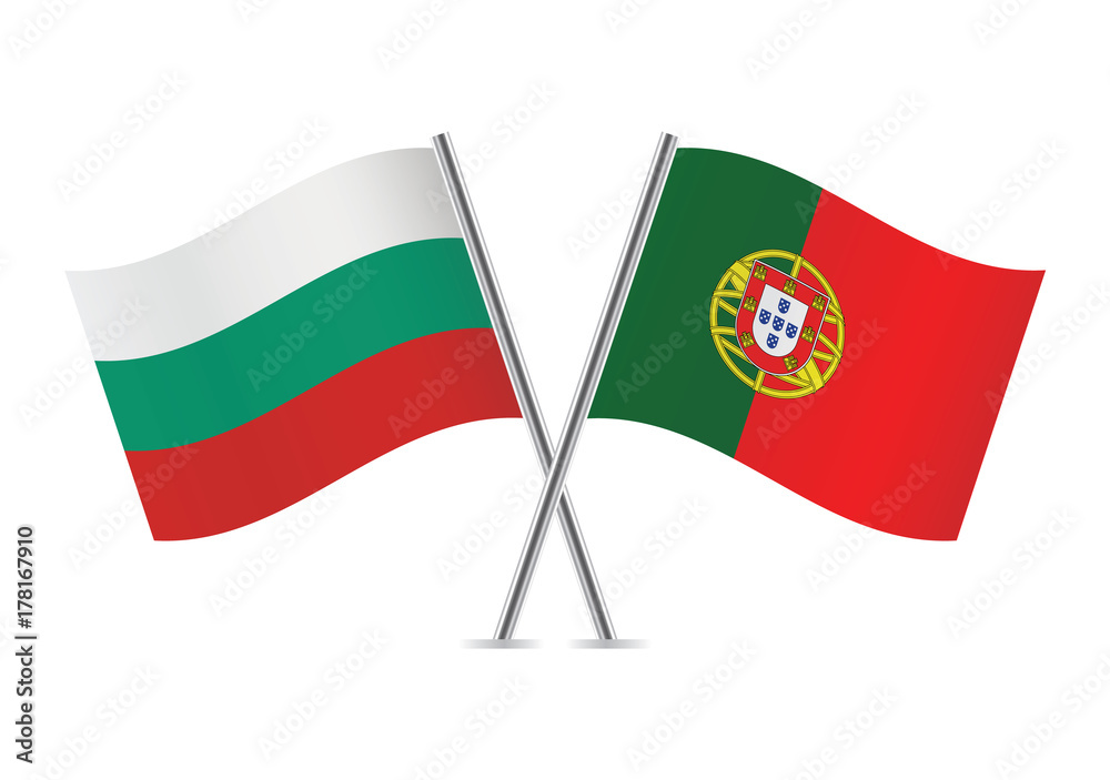 Bulgaria and Portugal flags.Vector illustration.