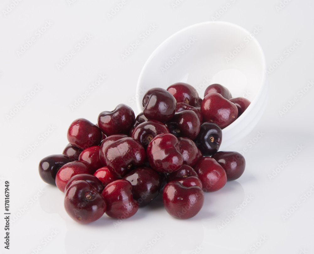 Fototapeta premium Fresh cherry berry on background