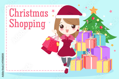 cartoon woman with christmas