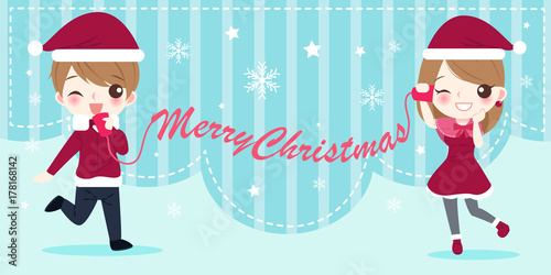cartoon people with christmas