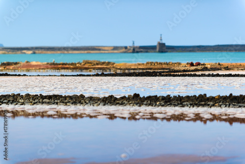 A beautiful landscape of salinas de janubio. Lanzarote. Canary Islands. Spain