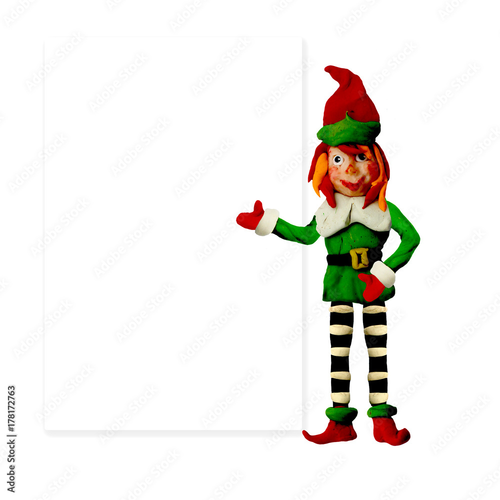 plasticine 3D greeting card with elf and blank text space
plasticine 3D greeting card with elf and blank text space
