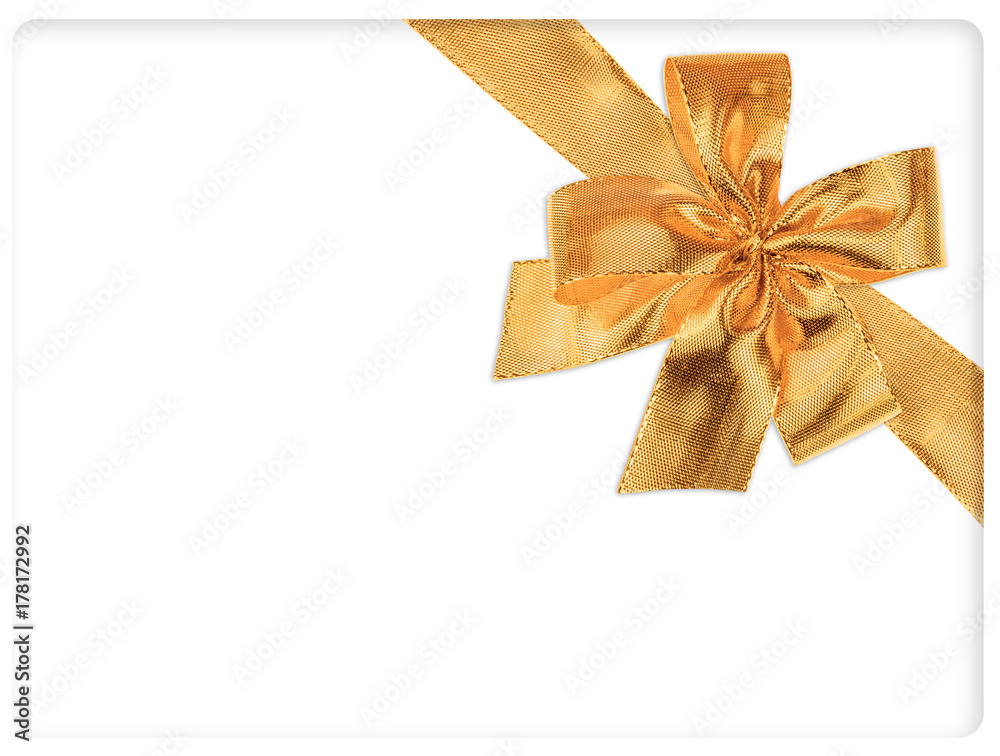emballage cadeau blanc, noeud ruban tissu or, fond blanc emballage cadeau blanc, noeud ruban tissu or, fond blanc