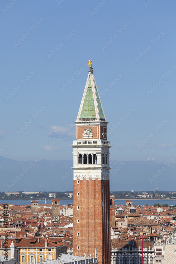 St Mark's Campanile (Campanile di San Marco) in the Piazza San Marco, Venice, Italy.