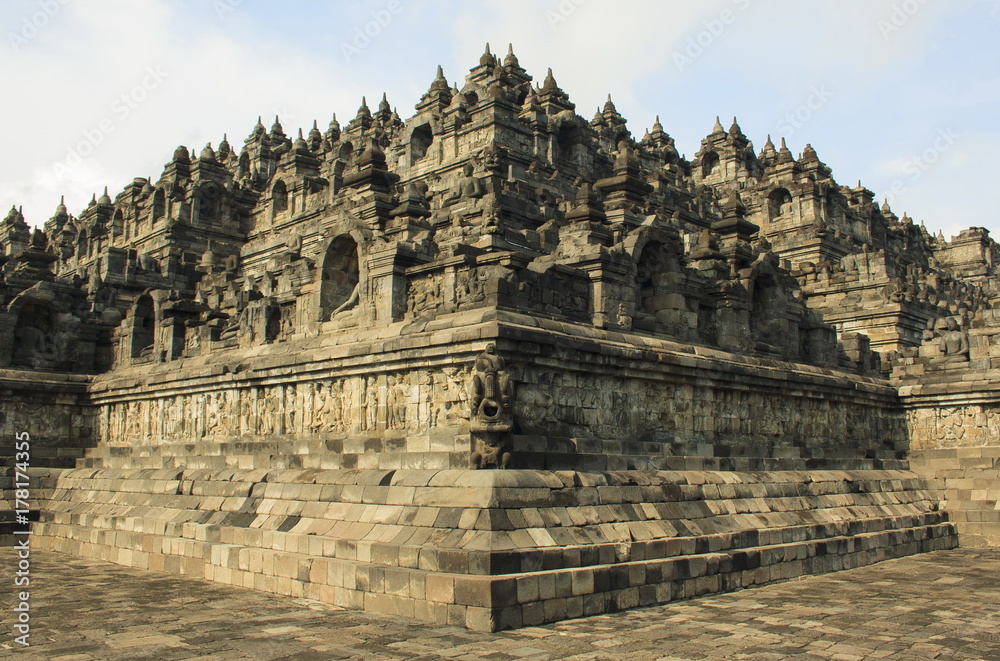 Ancient Temple of Borobudur. The island of Java. Yogyakarta. Indonesia.
