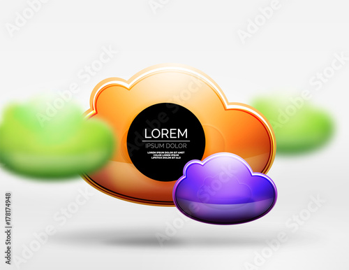 Vector 3d realistic clouds in grey space