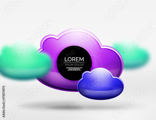 Vector 3d realistic clouds in grey space