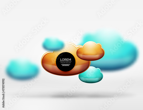 Vector 3d realistic clouds in grey space