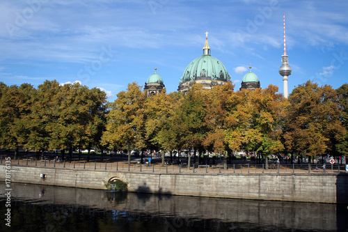Berlin Cathedral and autumn trees, Germany